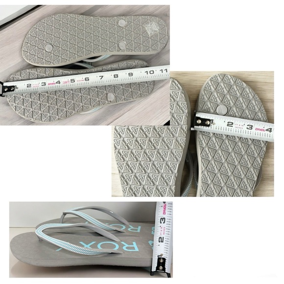 Roxy Crush III Women’s Flip Flops Gray w/ Blue & White Beaded Straps - Picture 12 of 12